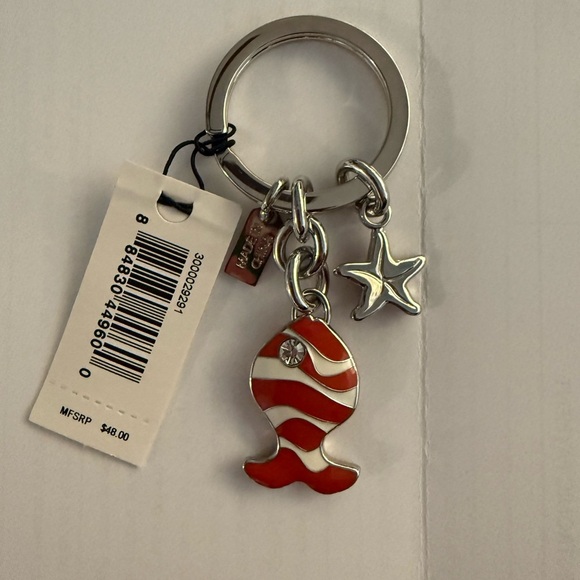 Vintage Coach Silver and Orange fish and star Keychain nwt - Picture 3 of 4